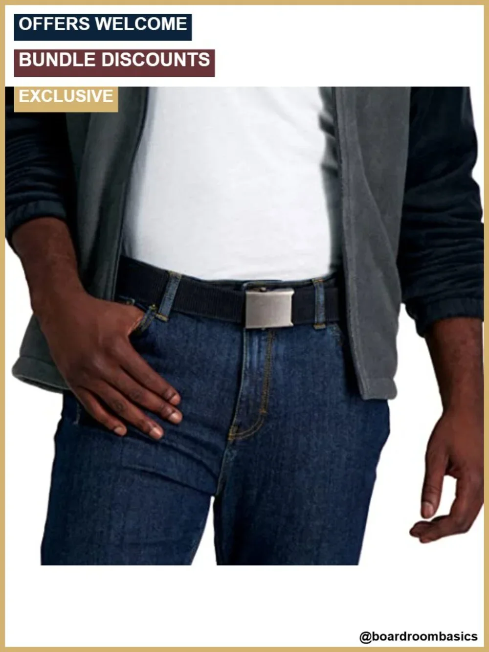 Military Plaque Buckle Fabric Belt - One Size 42